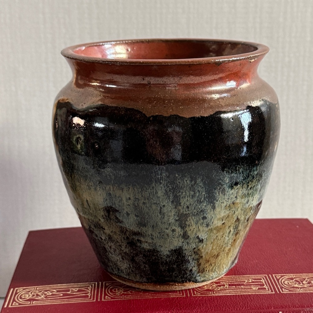 CottageCore Vintage Handmade Glazed Pottery Pot Vessel Signed by Artist